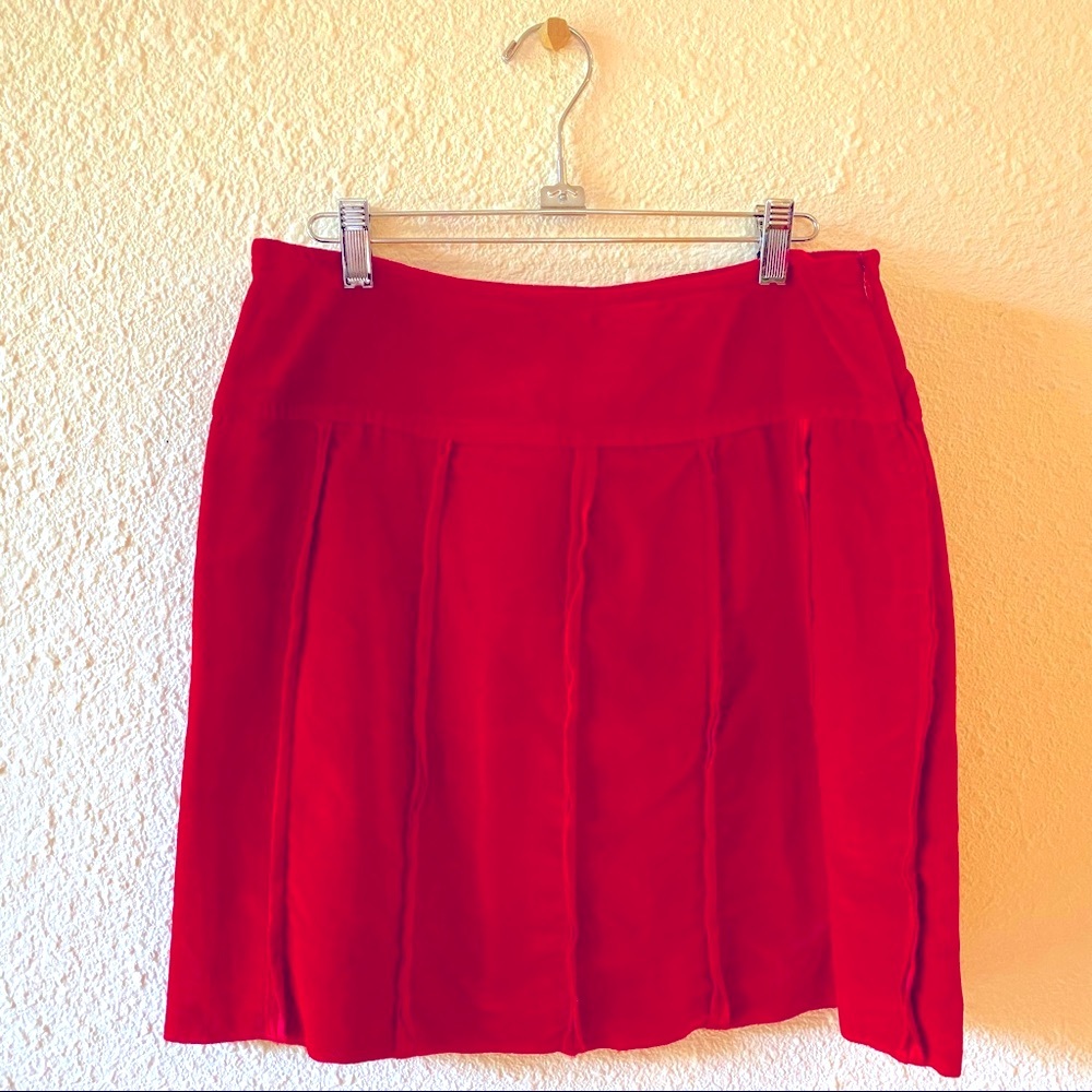 Anthropologie Plenty by Tracy Reese red velvet mini skirt size 6